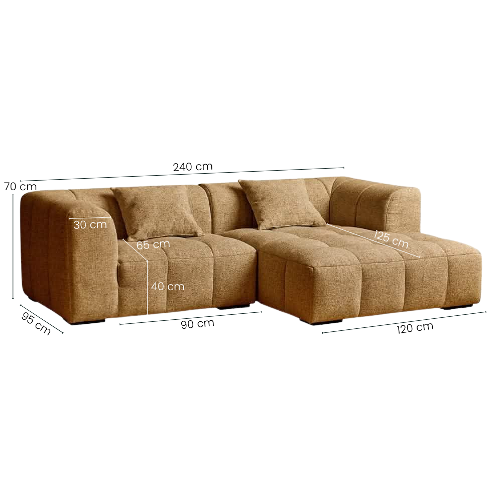 Bora Sofa - Højrevendt - 240 cm - Gul