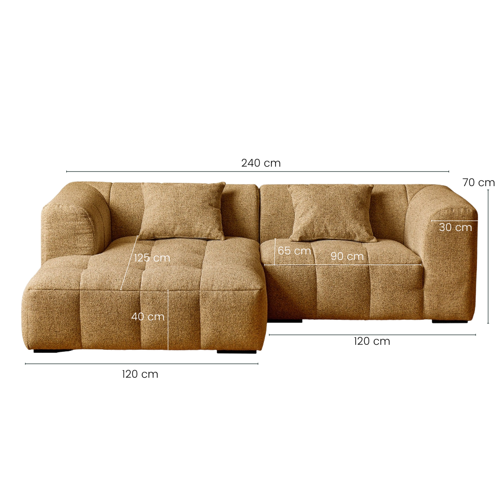 Bora Sofa - Venstrevendt - 240 cm - Gul