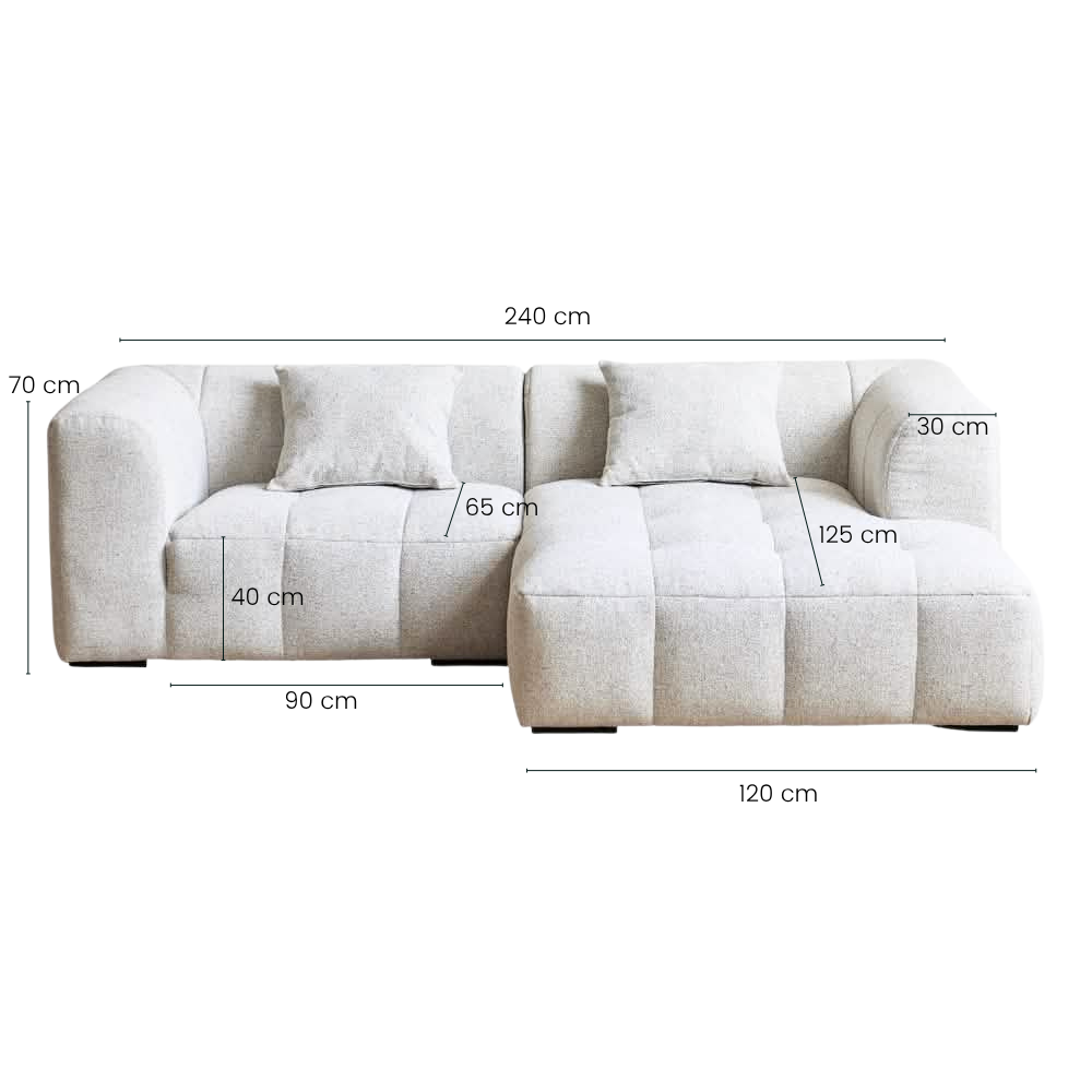 Bora Sofa i Hvid - Højrevendt - 240 cm