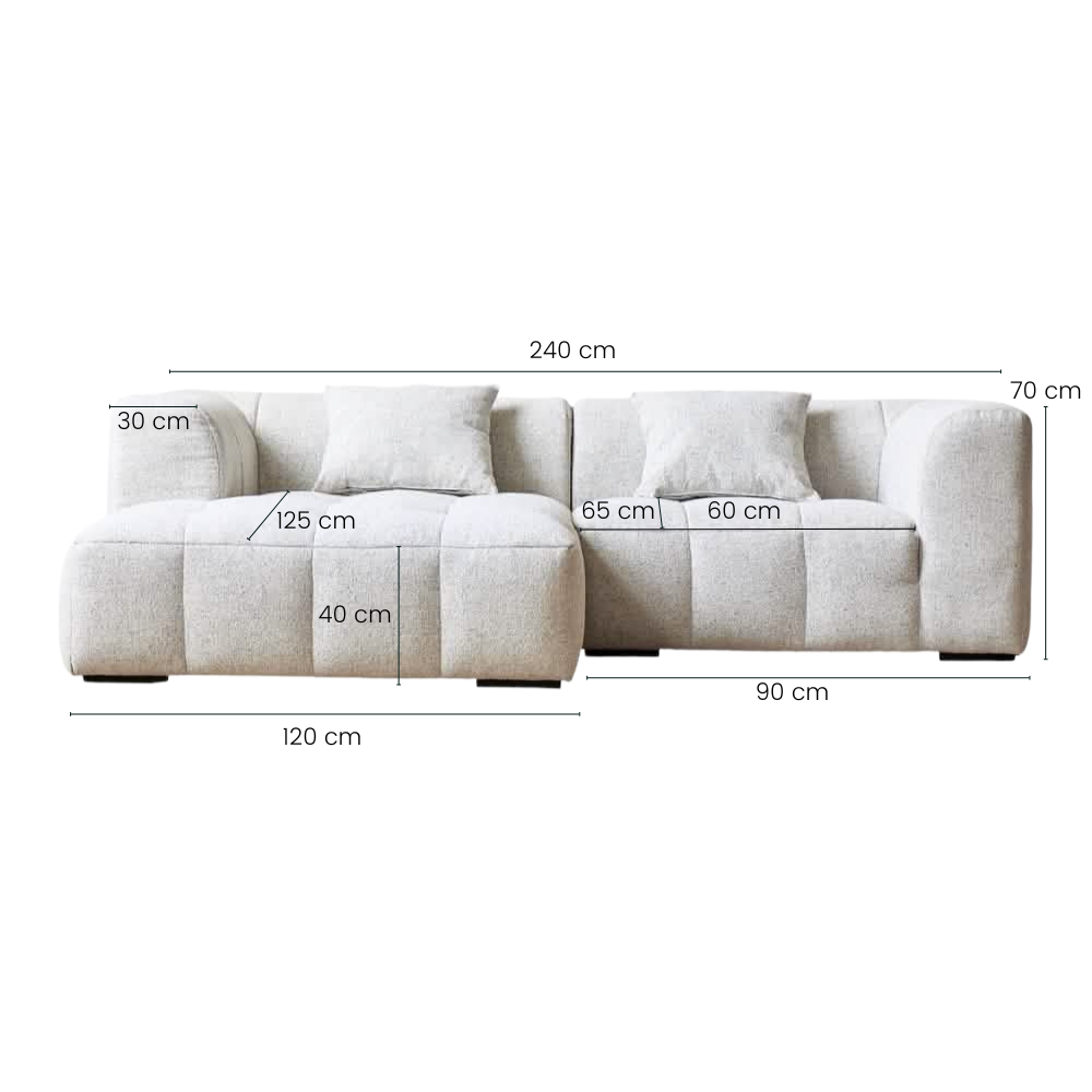 Bora Sofa - Venstrevendt - 240 cm - Hvid