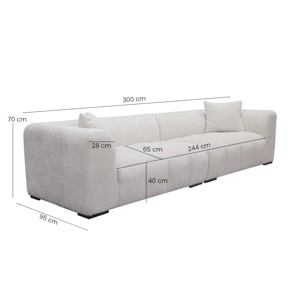 Bora Sofa - 300 cm - Beige Boucle