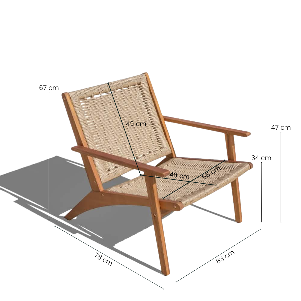 Brydal Loungestole - 2 stk. - Akacietræ & Rattan - Lys Natur