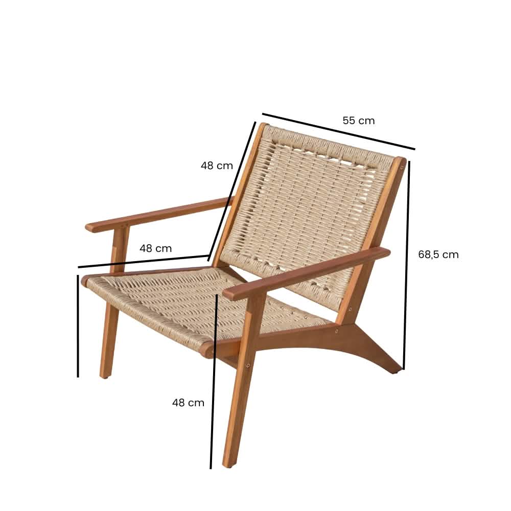 Brydal Loungestole - Akacietræ & Rattan i Lys Natur, 2 stk.