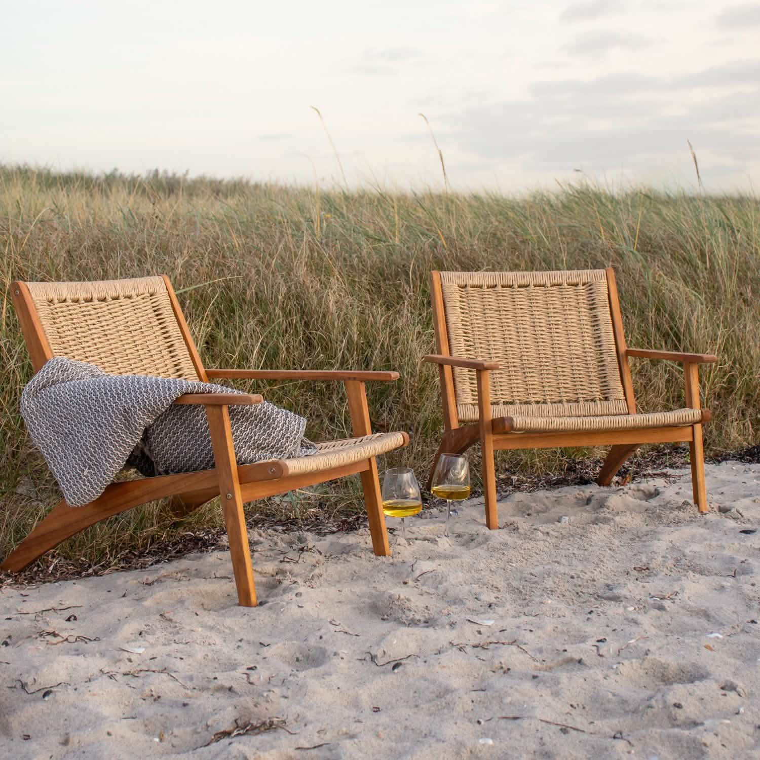 Brydal Loungestole - Akacietræ & Rattan i Lys Natur, 2 stk.