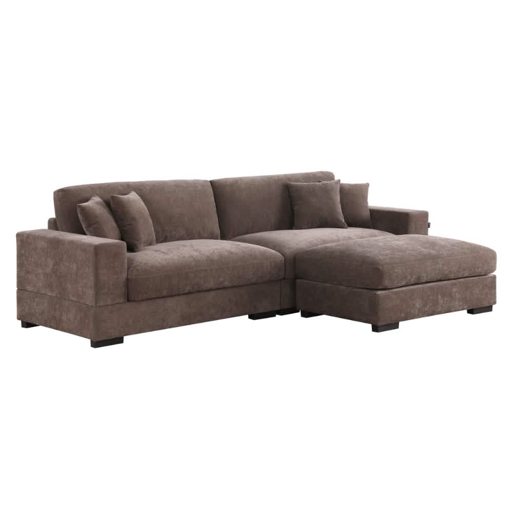 Callie 3-pers sofa 300 cm - inkl. puf - Brun