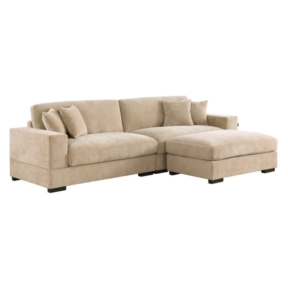 Callie 3-pers sofa 300 cm - inkl. puf - Karamel
