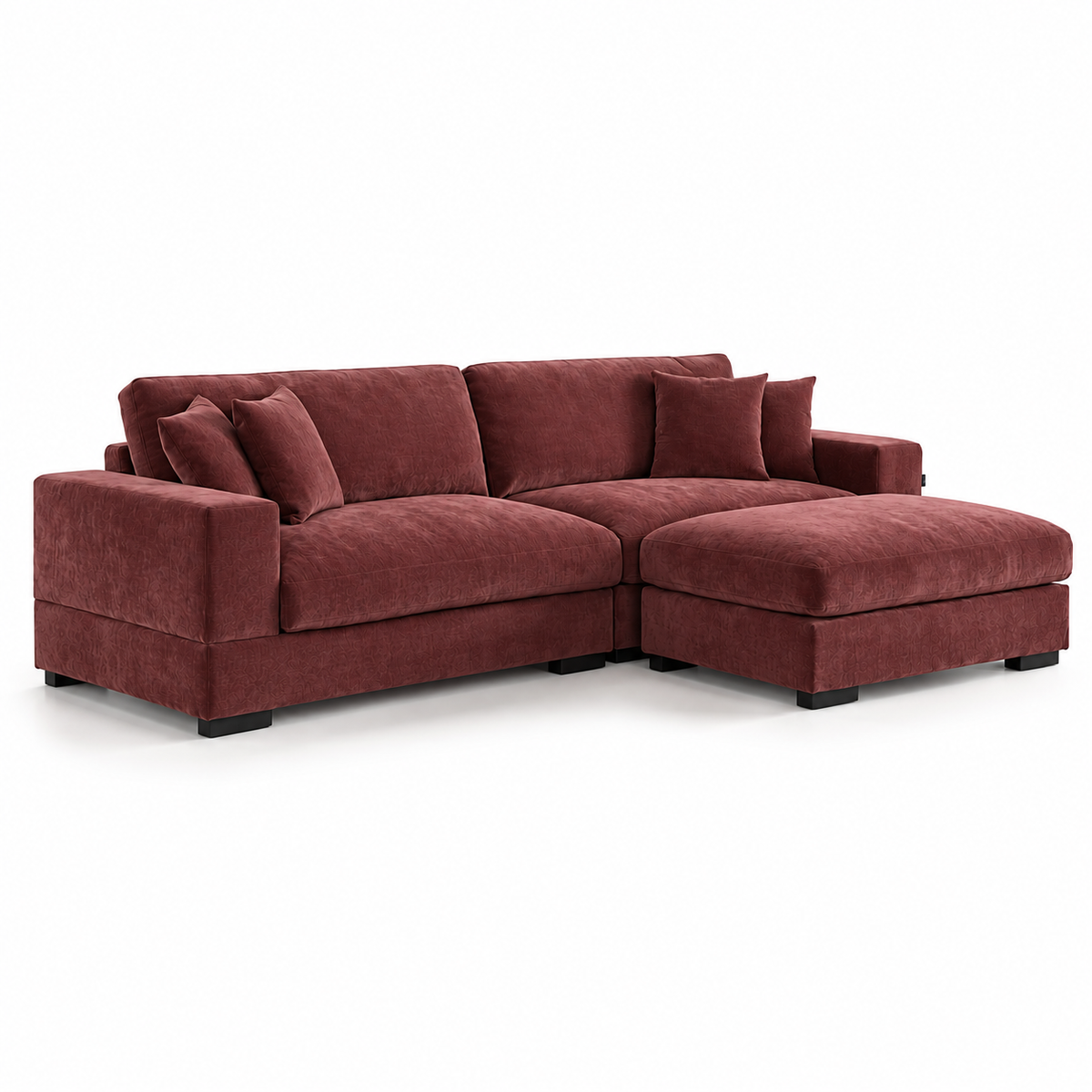 Callie 3-Pers. Sofa m. Puf - 300 cm - Bordeaux