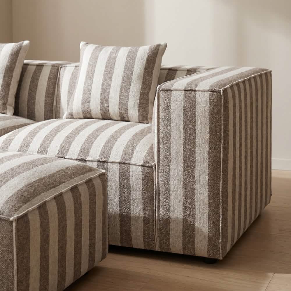 Carlton 3-pers. Sofa m. Puf - Brun Stribet