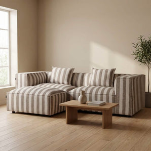 Carlton 3-pers. Sofa m. Puf - Brun Stribet