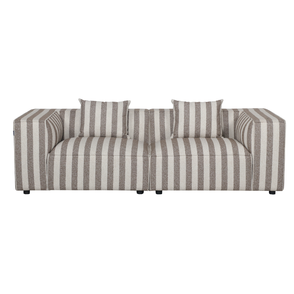 Carlton 3-pers. Sofa m. Puf - Brun Stribet