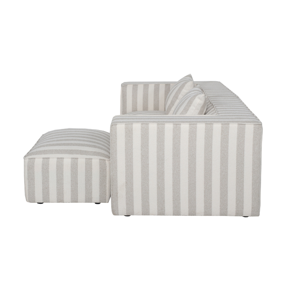 Carlton 3-pers. Sofa m. Puf - Sand Stribet