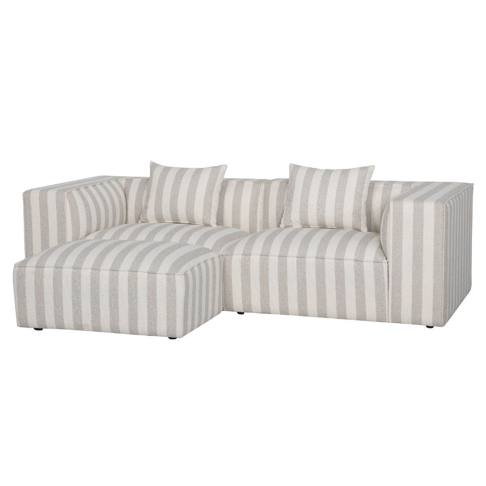 Carlton 3-pers. Sofa m. Puf - Sand Stribet