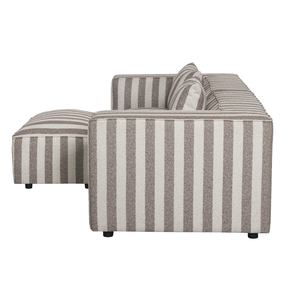 Carlton 3-pers. Sofa m. Puf - Brun Stribet