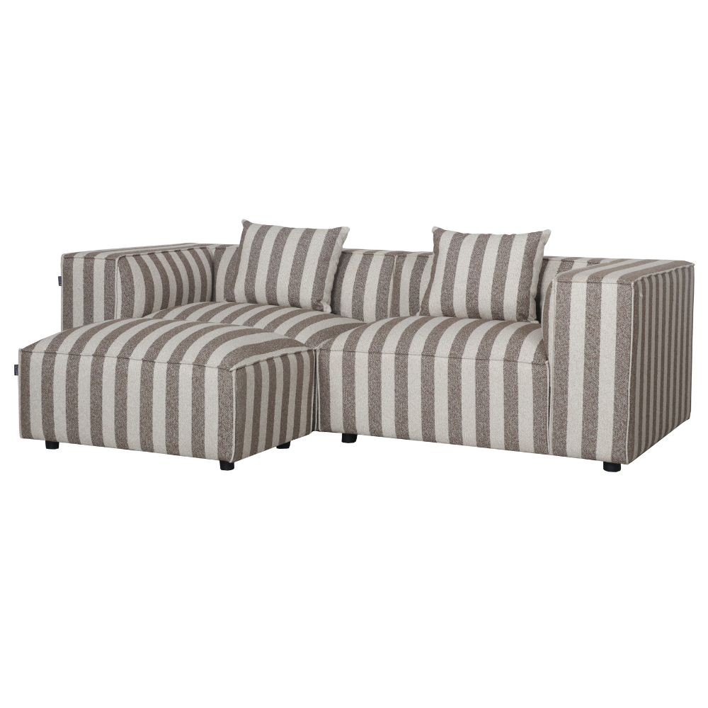 Carlton 3-pers. Sofa m. Puf - Brun Stribet