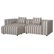 Carlton 3-pers. Sofa m. Puf - Brun Stribet