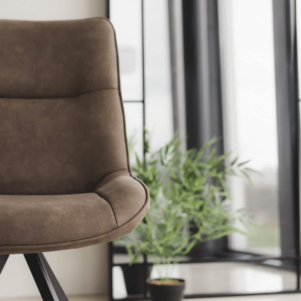 Elin Spisebordsstol - Grå/brun Microfiber med drejefunktion