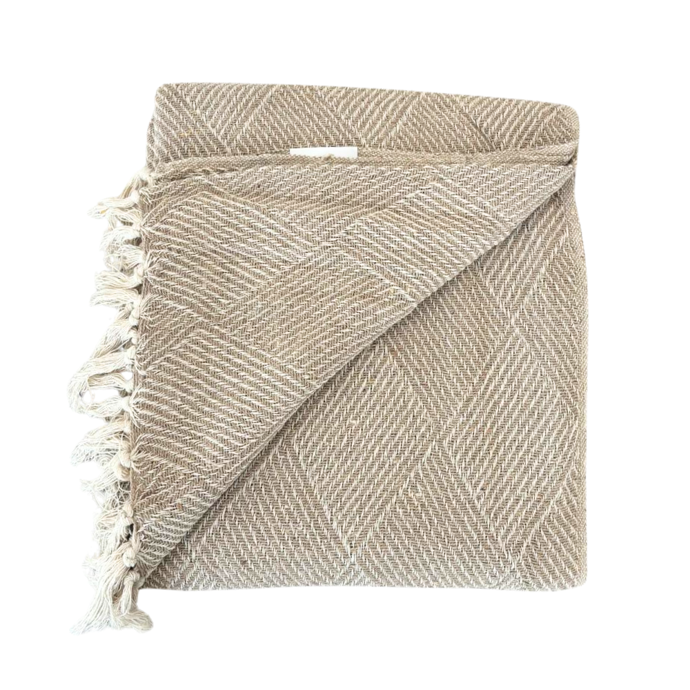 Cort Plaid - Råhvid / Beige Bomuld