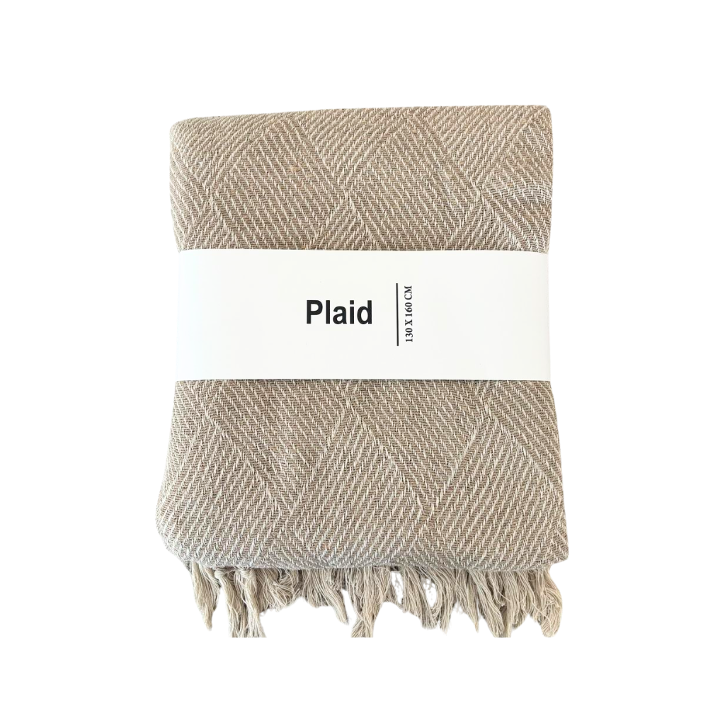 Cort Plaid - Råhvid / Beige Bomuld