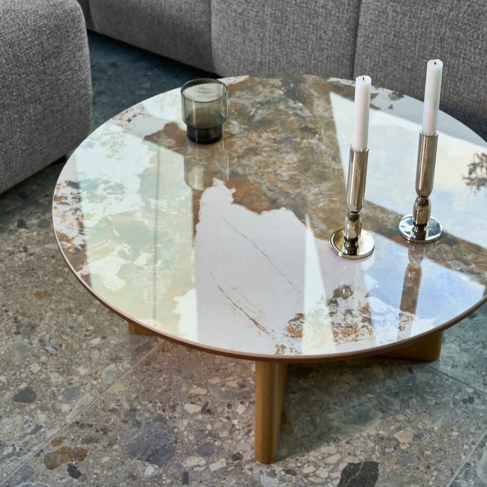 Rio Keramik Sofabord - Ø80 cm - Natur Eg