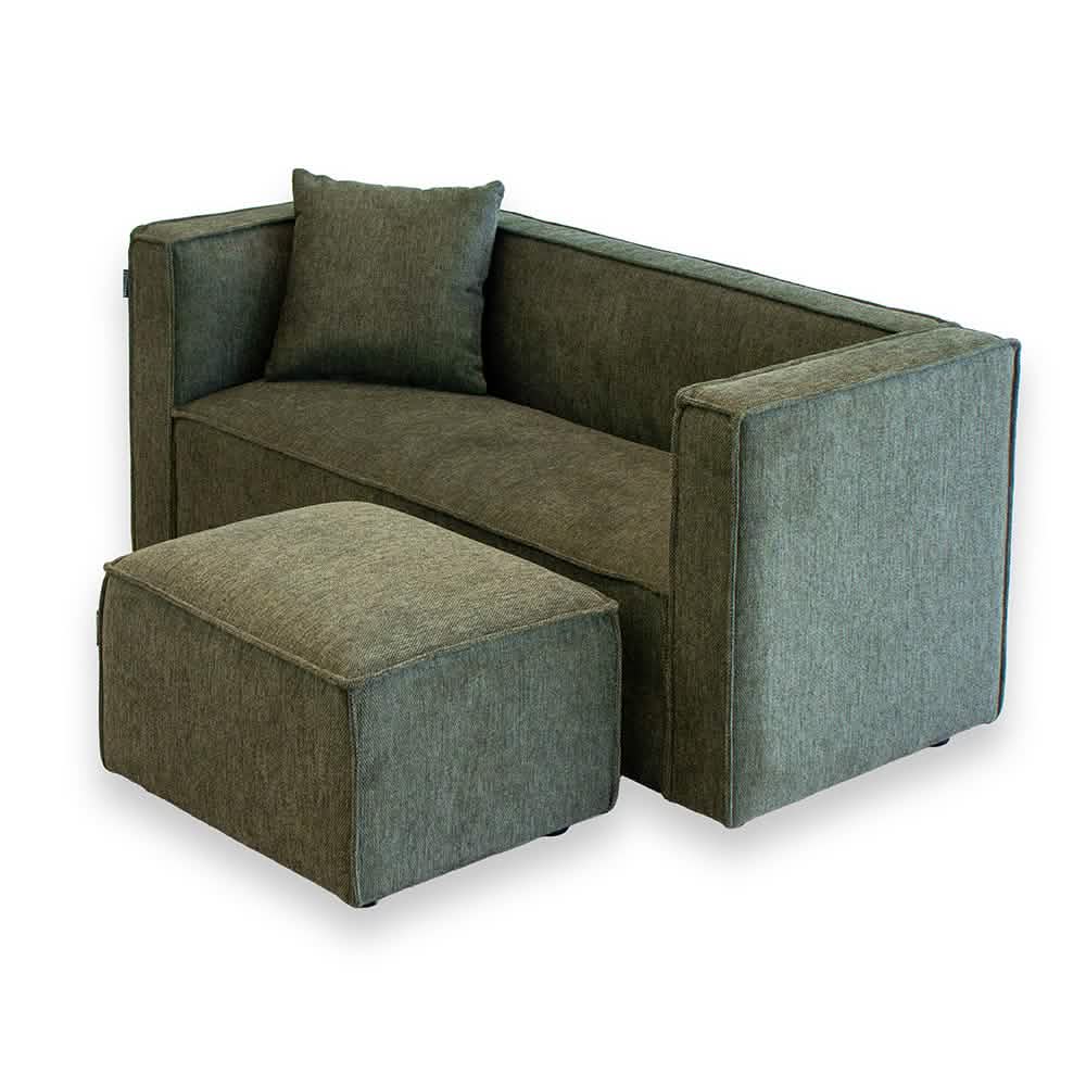 Elias Børnesofa inkl. puf - Grøn