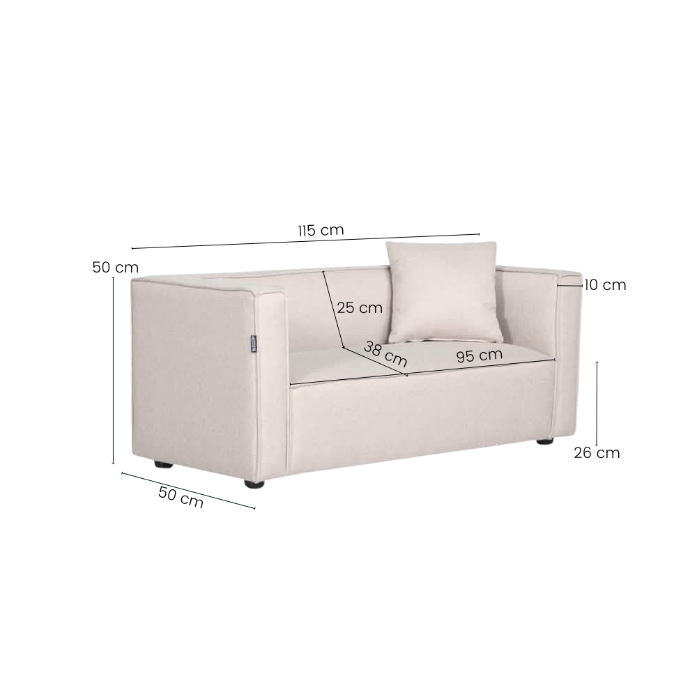 Elias Børnesofa - 115 cm - Beige Stof