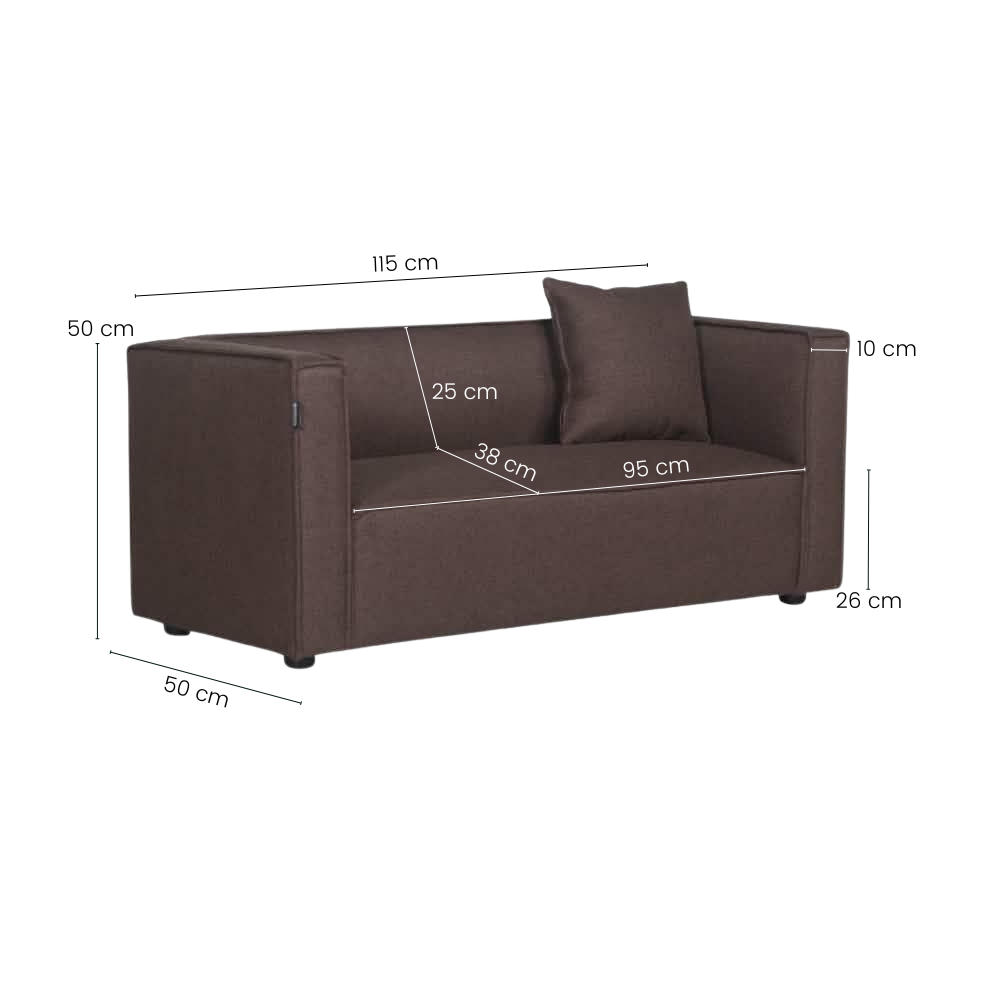 Elias Børnesofa - 115 cm - Brun Stof