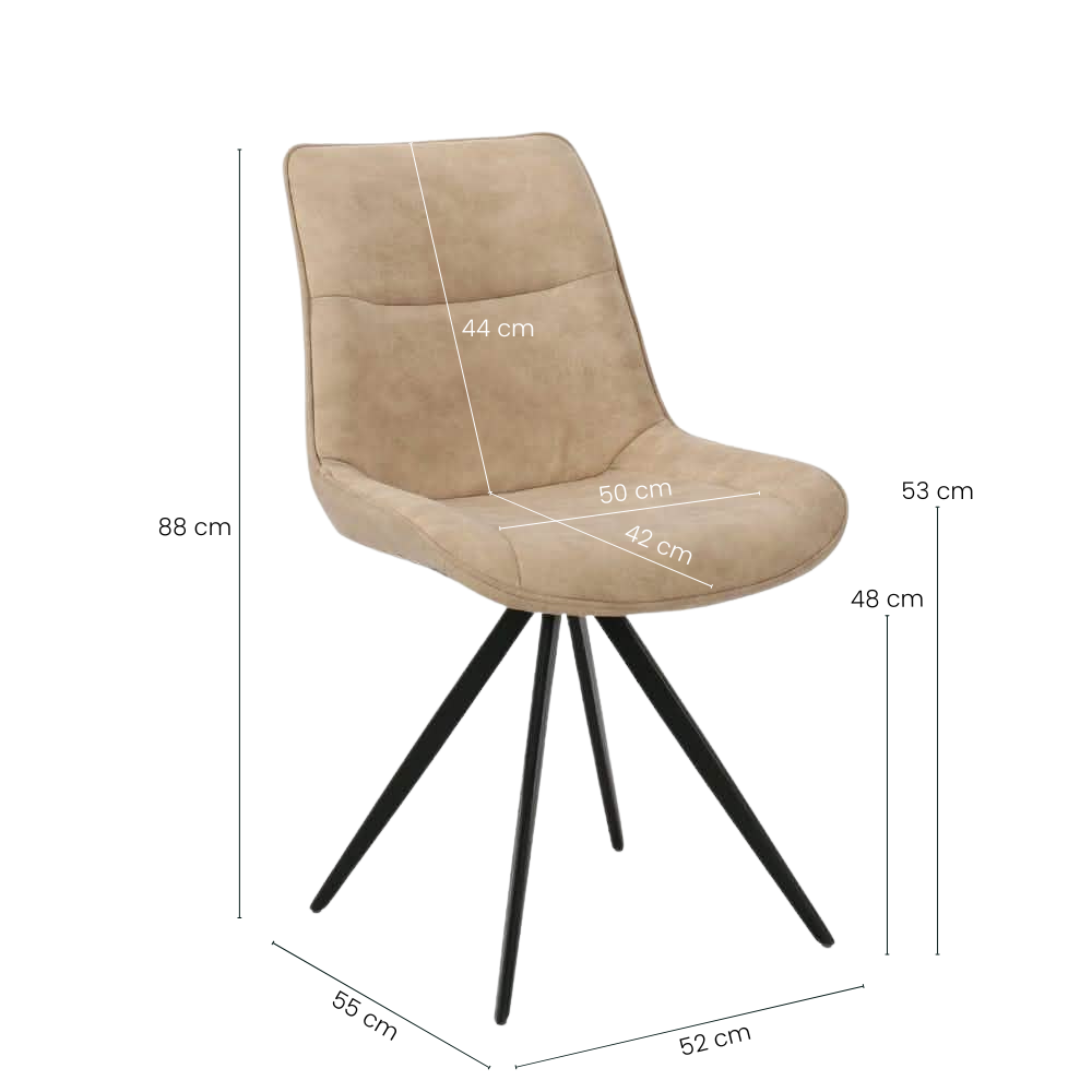 Elin Spisebordsstol - Beige Microfiber med Drejefunktion