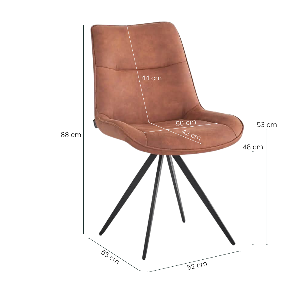 Elin Spisebordsstol - Cognac Microfiber med drejefunktion