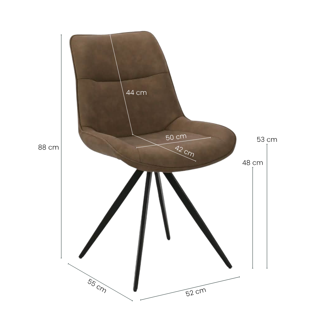 Elin Spisebordsstol - Grå/brun Microfiber med Drejefunktion