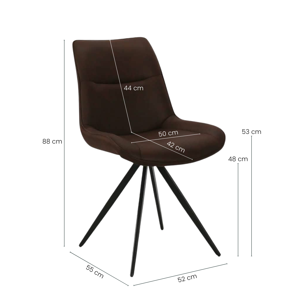 Elin Spisebordsstol - Mørkebrun Microfiber med Drejefunktion