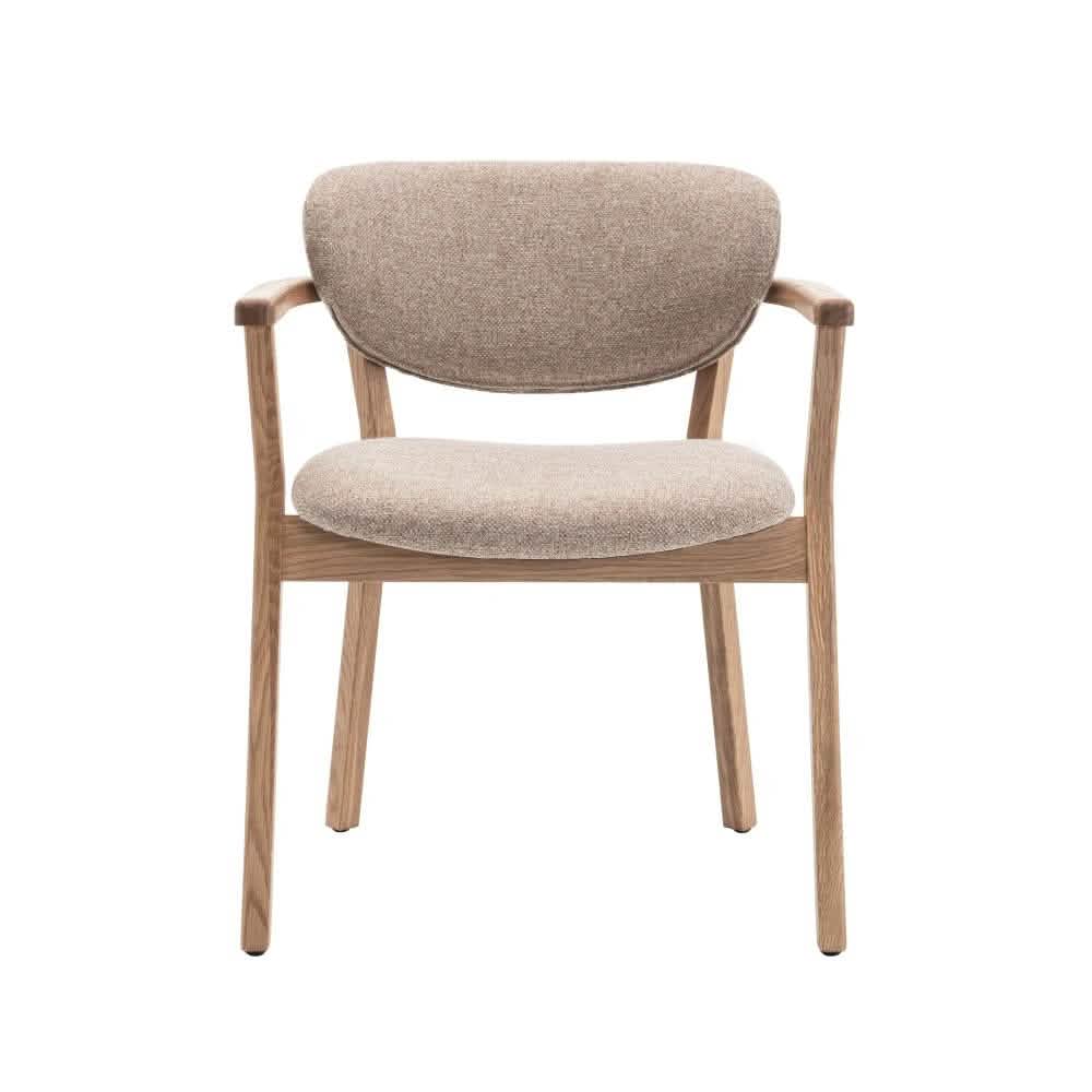Ellie Spisebordsstol m. armlæn og beige sæde  - Natur Eg