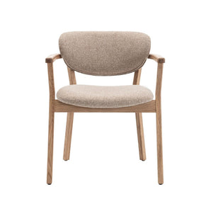 Ellie Spisebordsstol m. armlæn og beige sæde  - Natur Eg