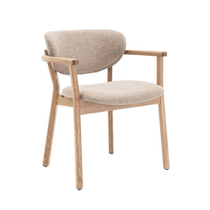 Ellie Spisebordsstol m. armlæn og beige sæde  - Natur Eg