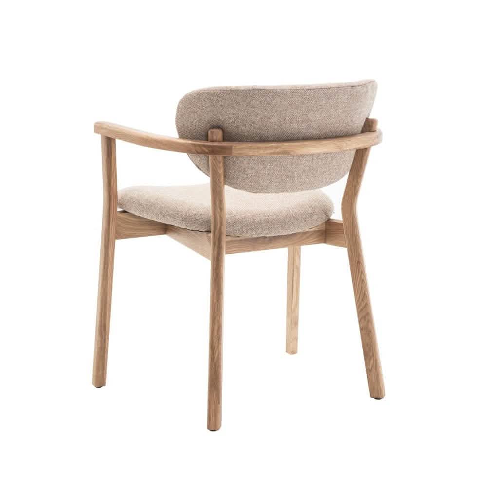 Ellie Spisebordsstol m. armlæn og beige sæde  - Natur Eg