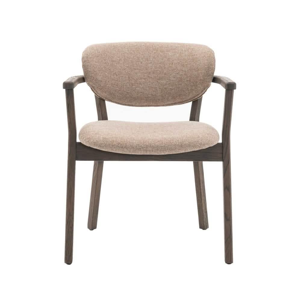 Ellie Spisebordsstol m. armlæn og beige sæde  - Smoked Eg