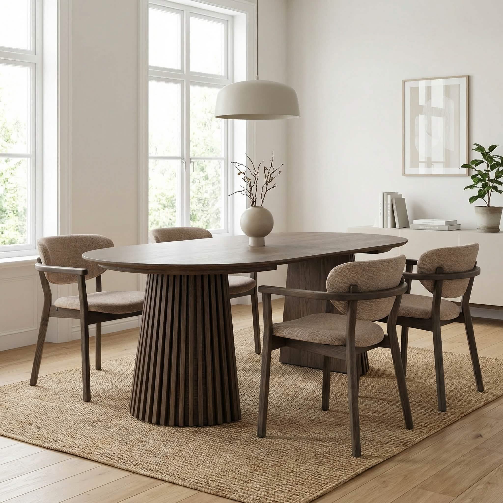 Ellie Spisebordsstol m. armlæn og beige sæde  - Smoked Eg