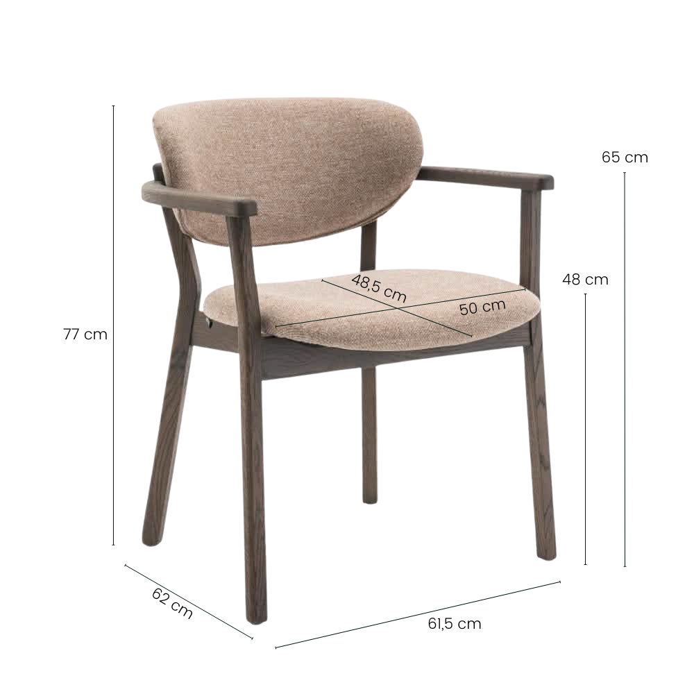 Ellie Spisebordsstol m. Armlæn og Beige Sæde - Smoked Eg