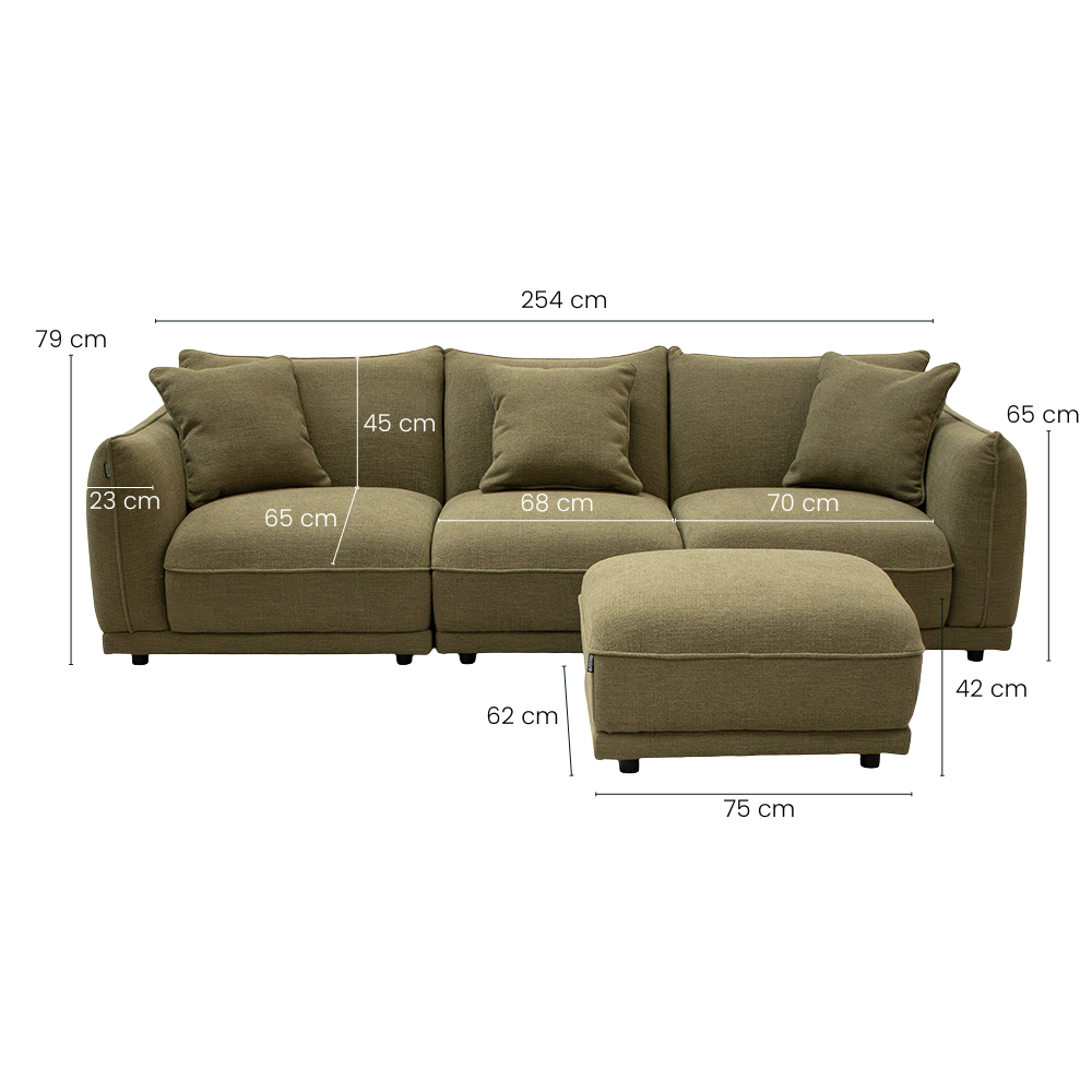 Elliot 3-Pers. Sofa - Grøn
