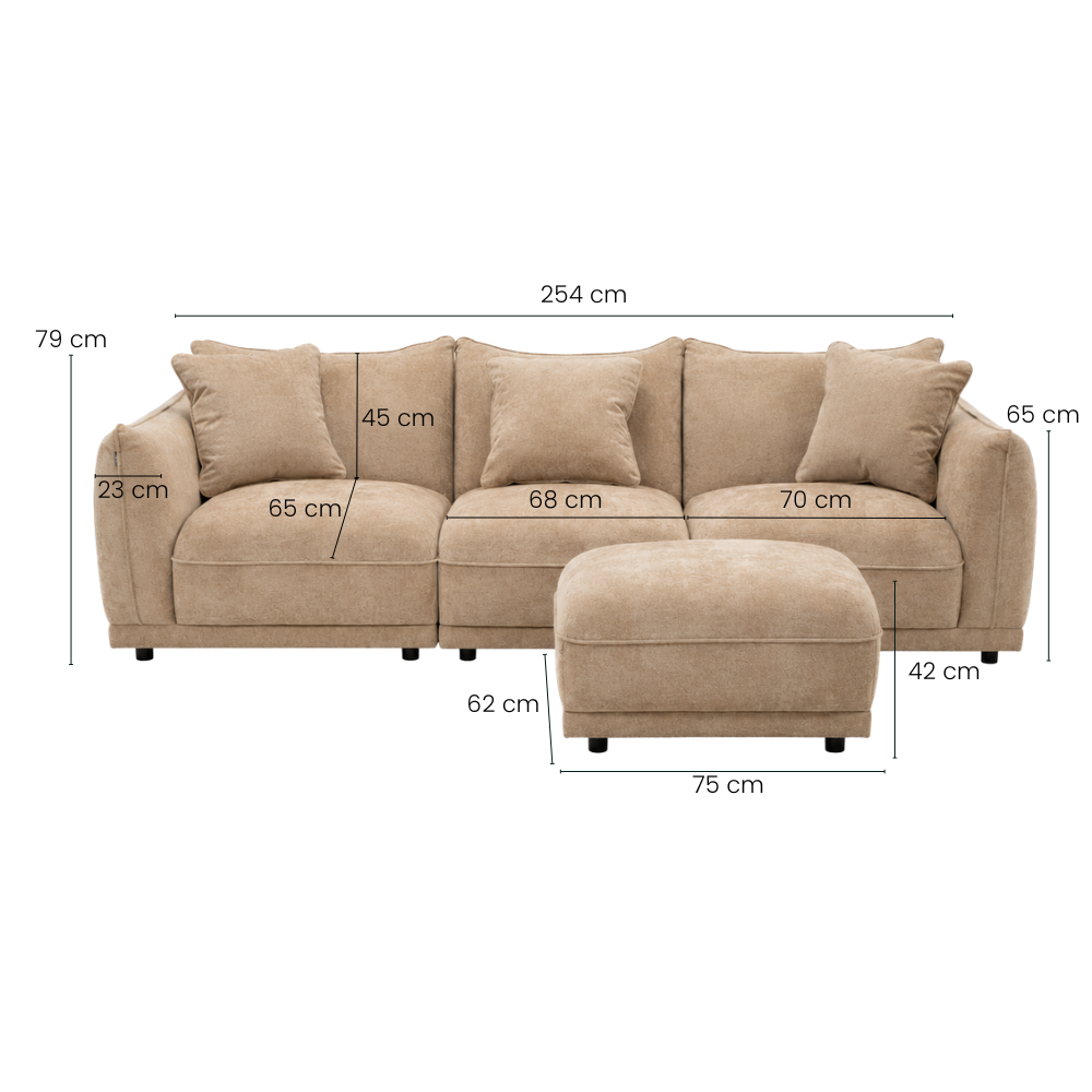 Elliot 3-Pers. Sofa - Brun