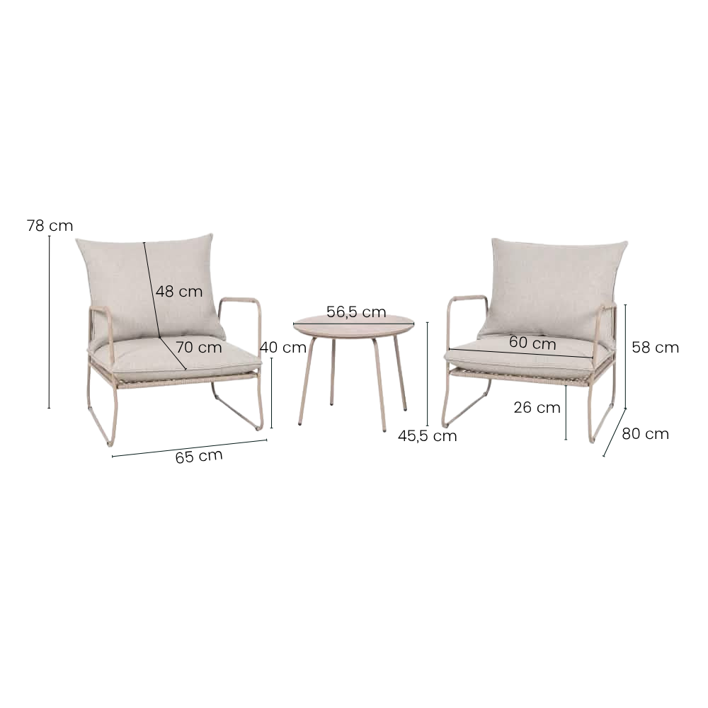 Elvheim Loungesæt inkl. bord - Beige