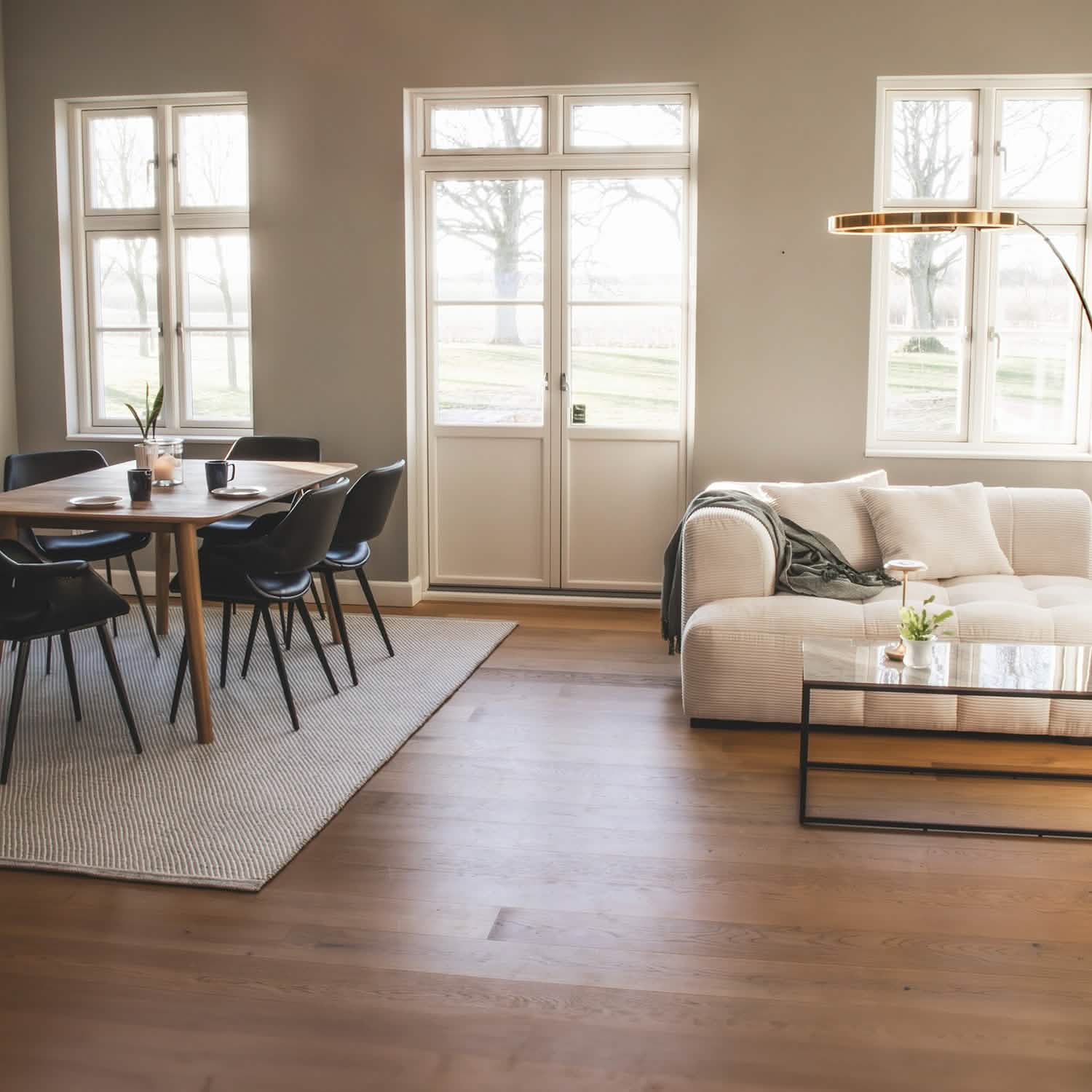 Bora Sofa i Lys Bredriflet Fløjl - Venstrevendt - 300 cm