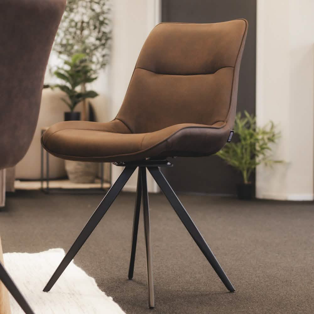Elin Spisebordsstol - Mørkebrun Microfiber med drejefunktion