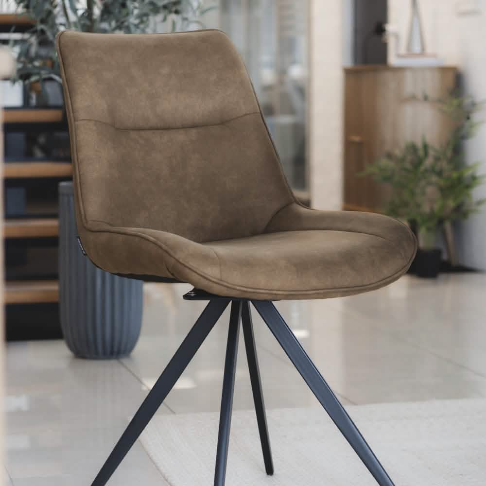 Elin Spisebordsstol - Grå/brun Microfiber med drejefunktion