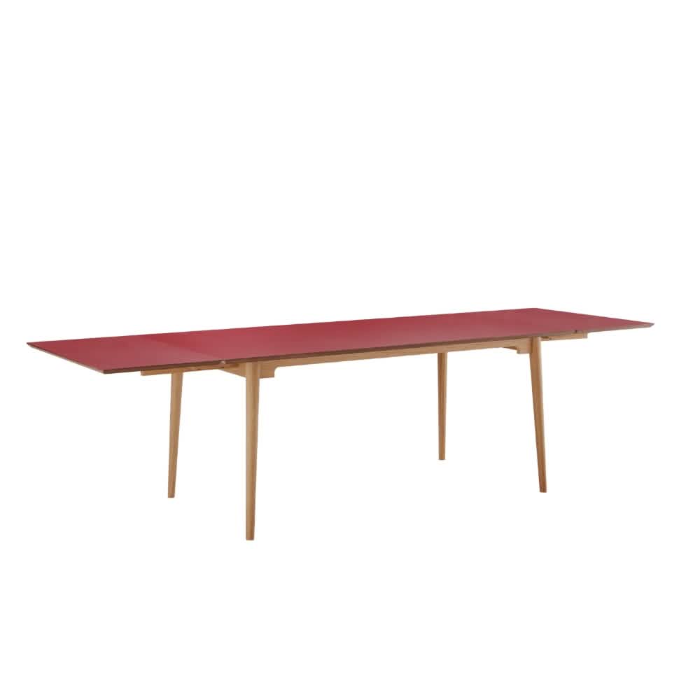 Holms Spisebord i 180 cm, inkl. plader i natur eg og bordeaux