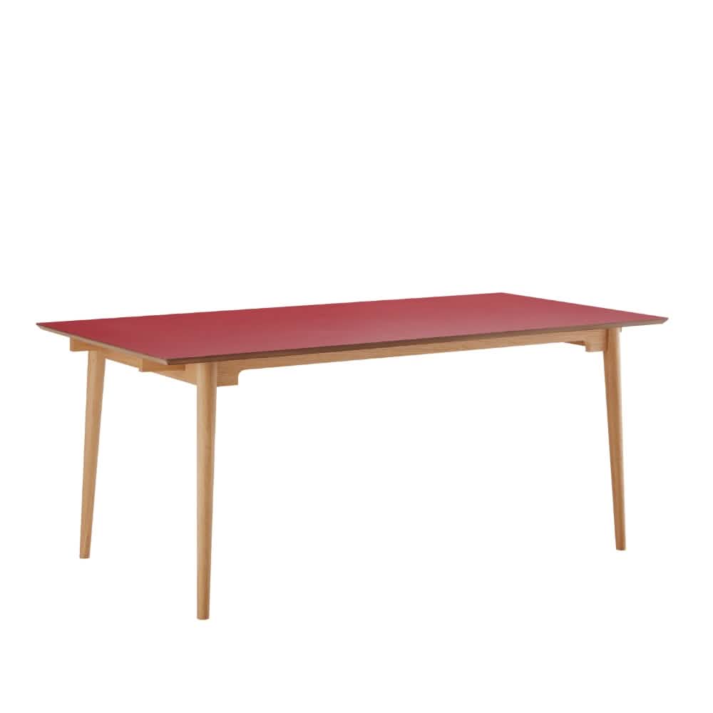 Holms Spisebord i 180 cm, inkl. plader i natur eg og bordeaux