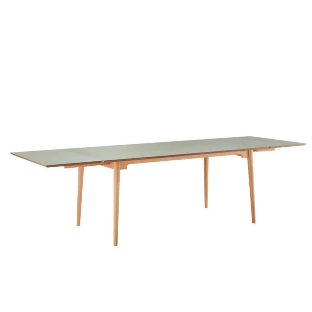 Holms Spisebord i 180 cm, inkl. plader i natur eg og støvet grøn