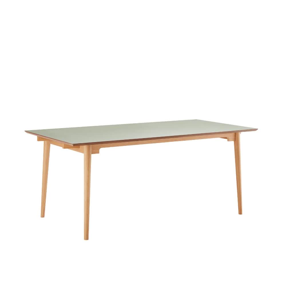 Holms Spisebord i 180 cm, inkl. plader i natur eg og støvet grøn