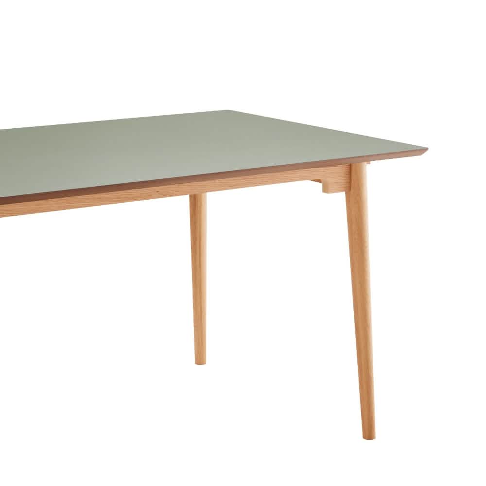 Holms Spisebord i 180 cm, inkl. plader i natur eg og støvet grøn