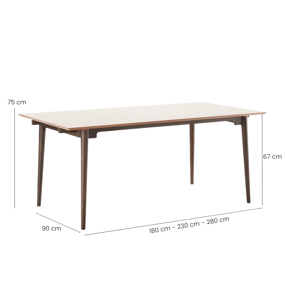 Holms Spisebord - 180 cm, inkl. Plader - Smoked Eg & Taupe