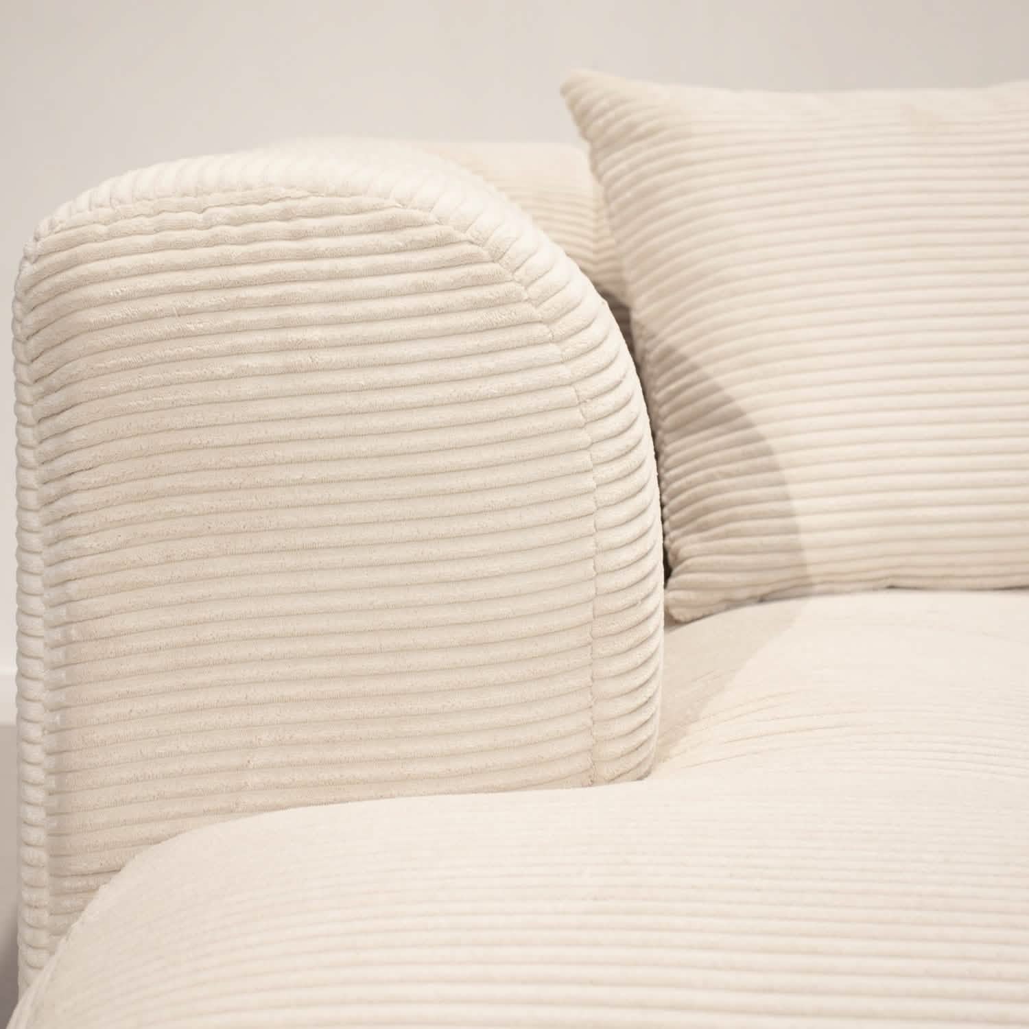 Bora Sofa i Lys Bredriflet Fløjl - Venstrevendt - 300 cm